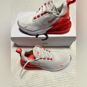 Nike Air Max 270 White and coral Athletic Shoes